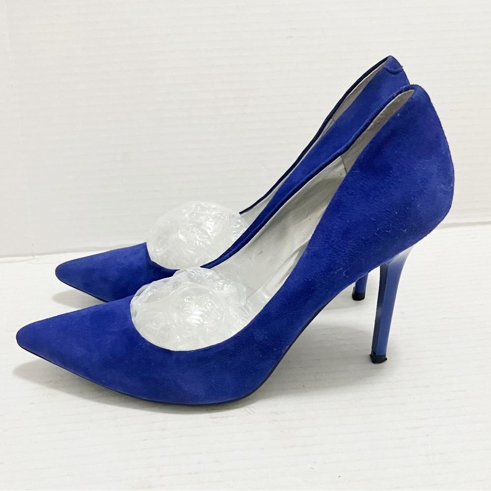 Guess Royal Bleu Suede Pointed Toe Stiletto Heels Size 9/5 M - Picture 5 of 6
